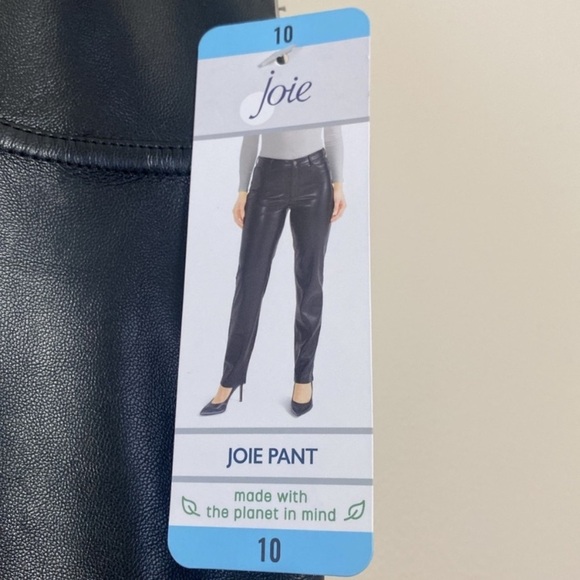 Joie Straight Faux Leather Pants Zip Fly Black Size 10 - Picture 4 of 12